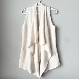 Vince Cream Cashmere Wool Sleeveless Draped Cardigan Vest Size S